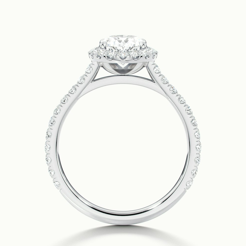 Zia 2 Carat Oval Halo Pave Lab Grown Engagement Ring in 10k White Gold