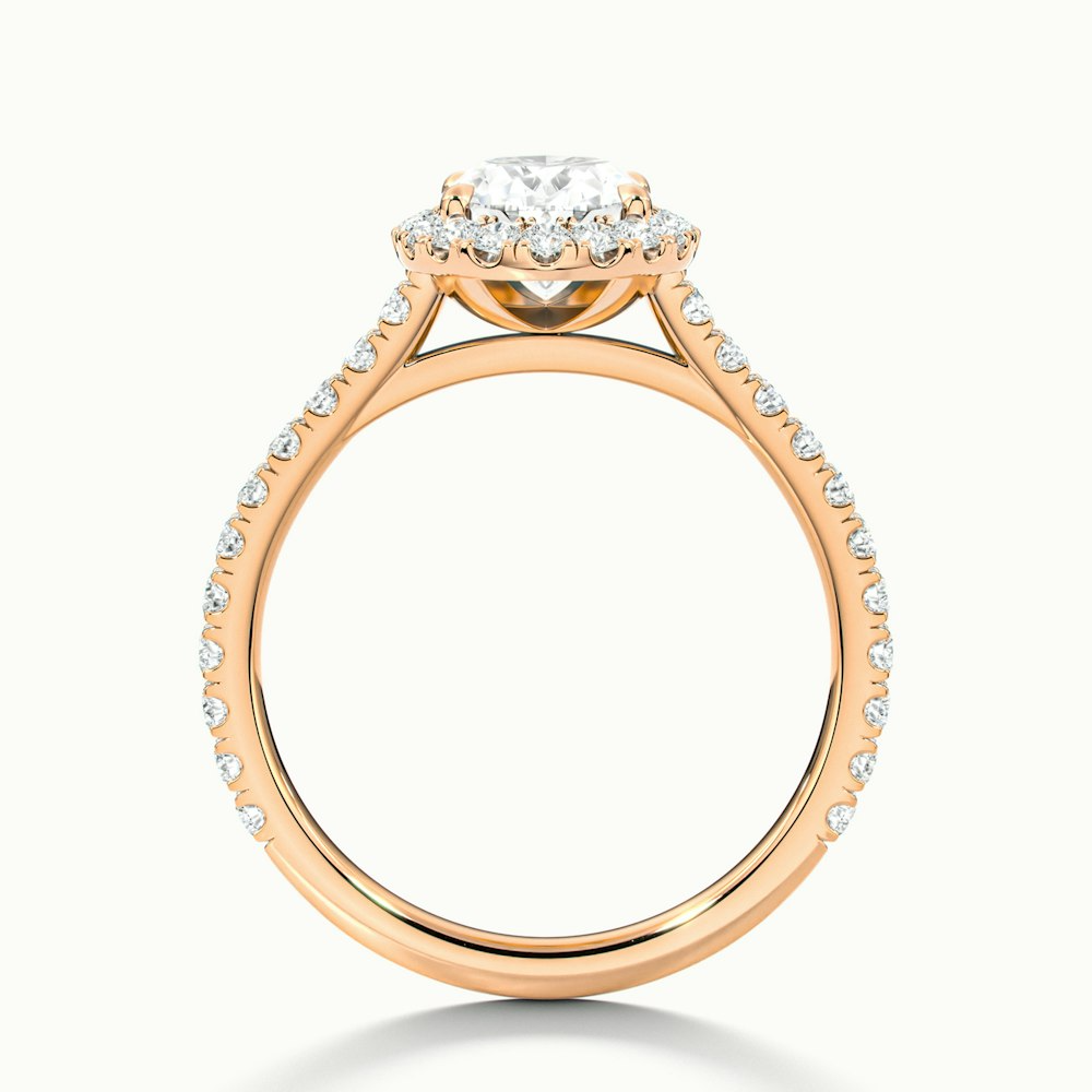 Zia 1 Carat Oval Halo Pave Lab Grown Engagement Ring in 10k Rose Gold