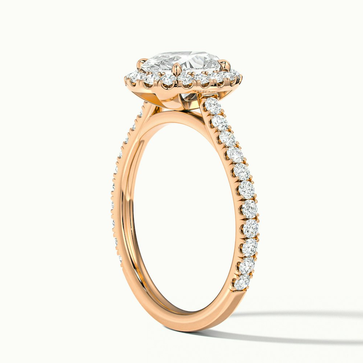 Zia 3.5 Carat Oval Halo Pave Lab Grown Engagement Ring in 10k Rose Gold