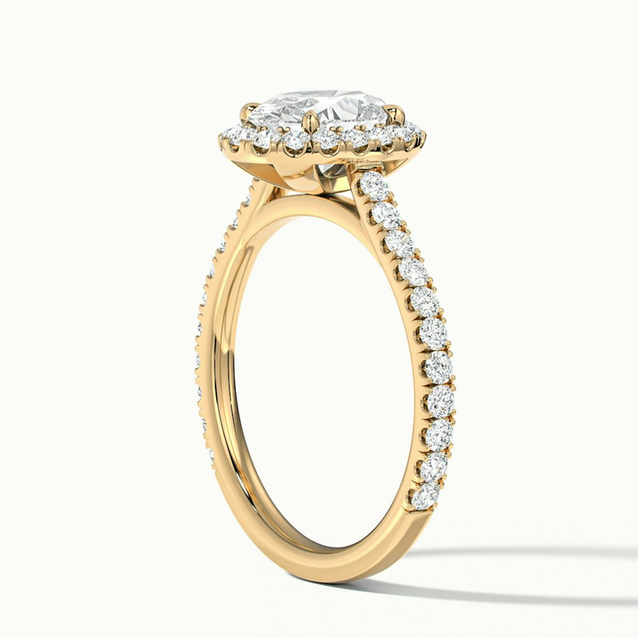 Zia 3 Carat Oval Halo Pave Lab Grown Engagement Ring in 10k Yellow Gold