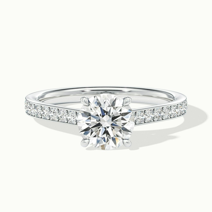 Lisa 1 Carat Round Cut Solitaire Pave Moissanite Diamond Ring in Platinum