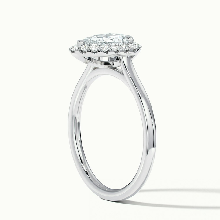 Aura 3 Carat Pear Halo Lab Grown Engagement Ring in 14k White Gold