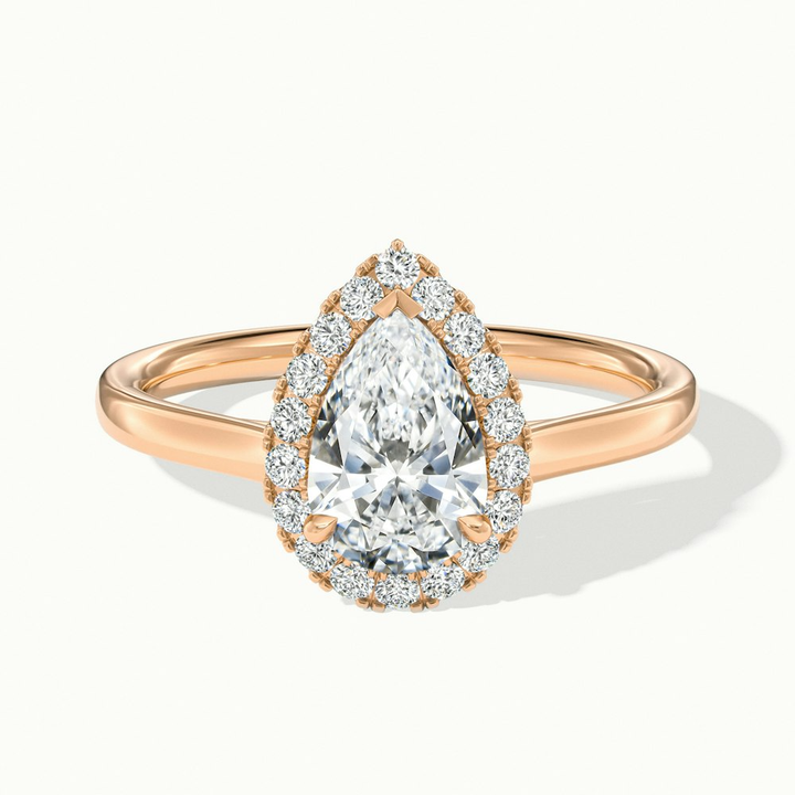 Arya 5 Carat Pear Halo Moissanite Diamond Ring in 18k Rose Gold