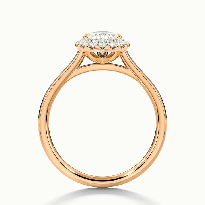 Aura 1 Carat Pear Halo Lab Grown Engagement Ring in 14k Rose Gold