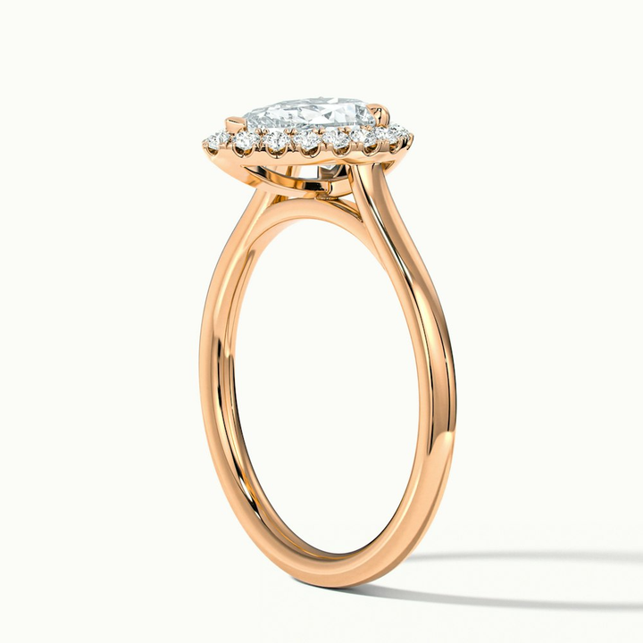 Aura 1 Carat Pear Halo Lab Grown Engagement Ring in 10k Rose Gold