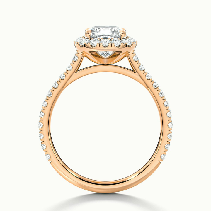 Isa 2 Carat Cushion Cut Halo Pave Lab Grown Engagement Ring in 14k Rose Gold