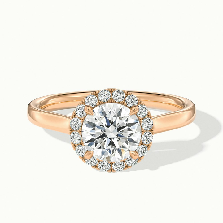 Ember 3 Carat Round Halo Pave Moissanite Diamond Ring in 18k Rose Gold
