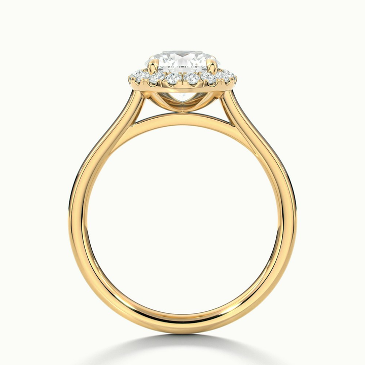 Bela 3 Carat Round Halo Pave Lab Grown Engagement Ring in 10k Yellow Gold