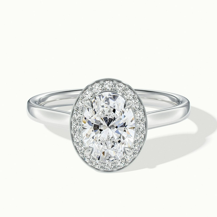 Carol 1 Carat Oval Cut Halo Lab Grown Engagement Ring in 10k White Gold
