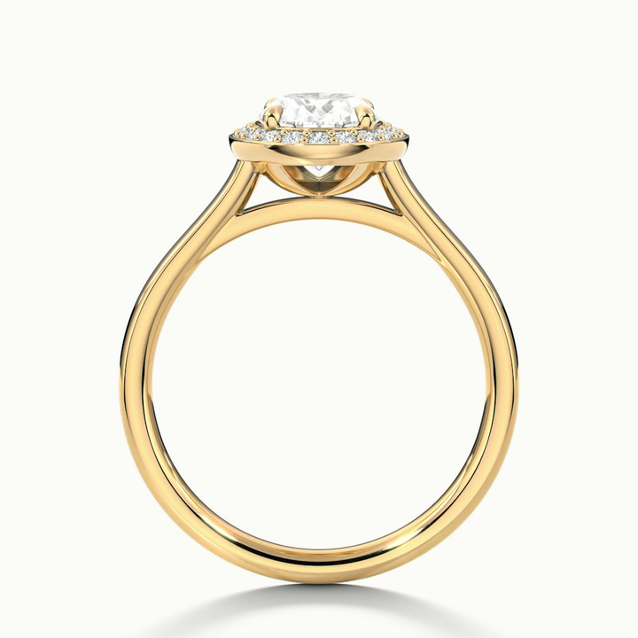 Kyra 1 Carat Oval Cut Halo Moissanite Diamond Ring in 14k Yellow Gold