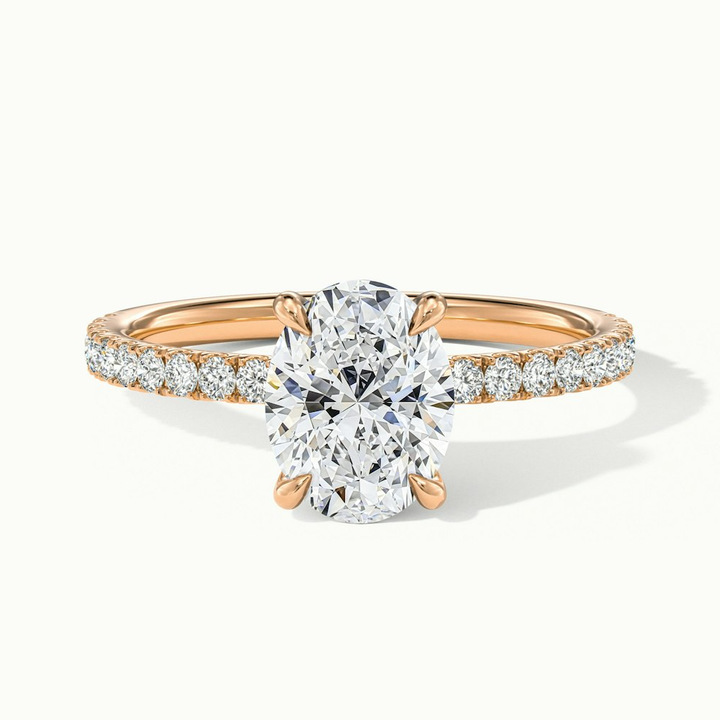 Chase 2 Carat Oval Hidden Halo Lab Grown Engagement Ring in 14k Rose Gold