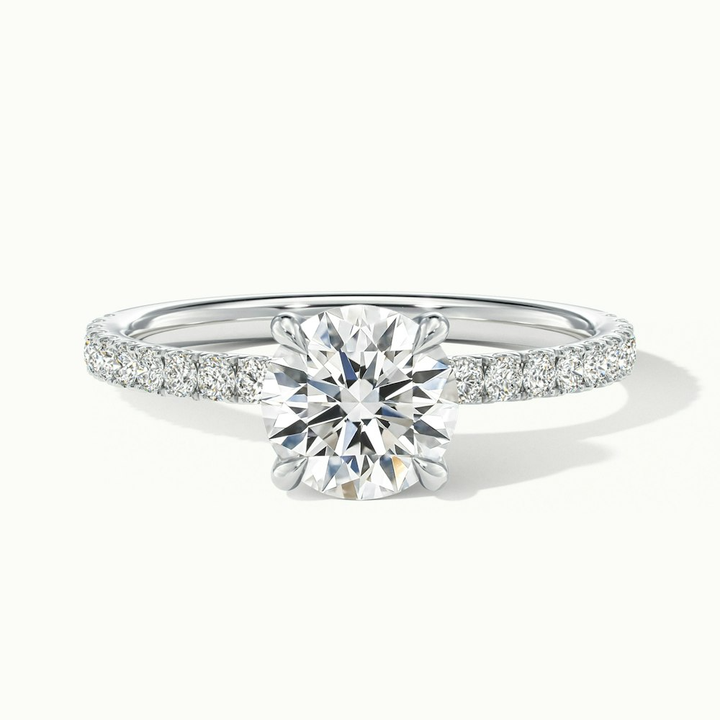 Claire 1 Carat Round Hidden Halo Scallop Lab Grown Engagement Ring in 10k White Gold