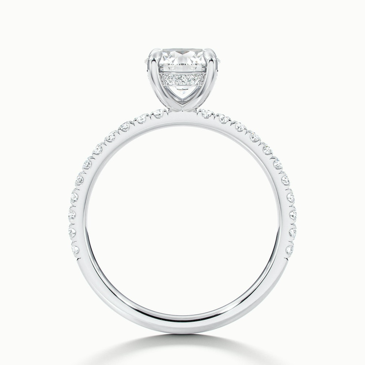 Nora 1 Carat Round Hidden Halo Scallop Moissanite Diamond Ring in 10k White Gold
