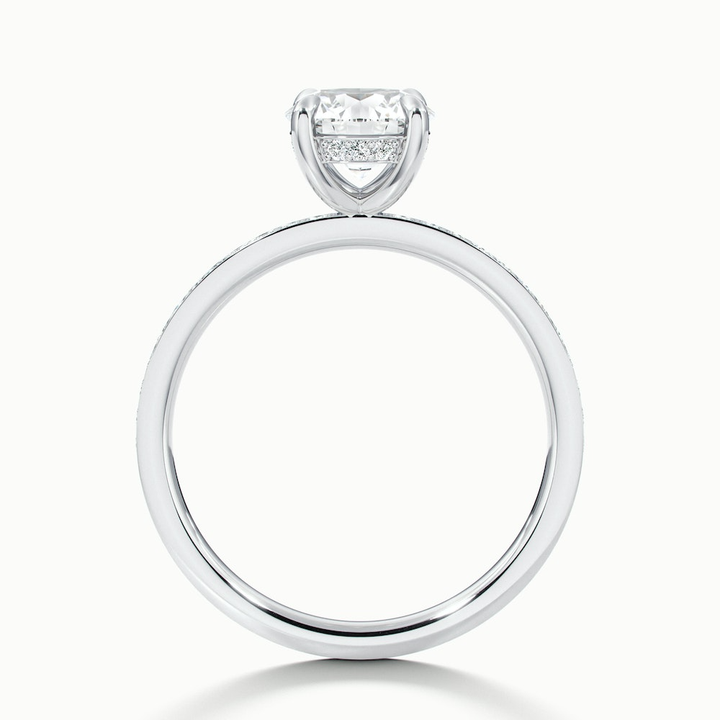 Cris 1 Carat Round Hidden Halo Pave Lab Grown Engagement Ring in 14k White Gold