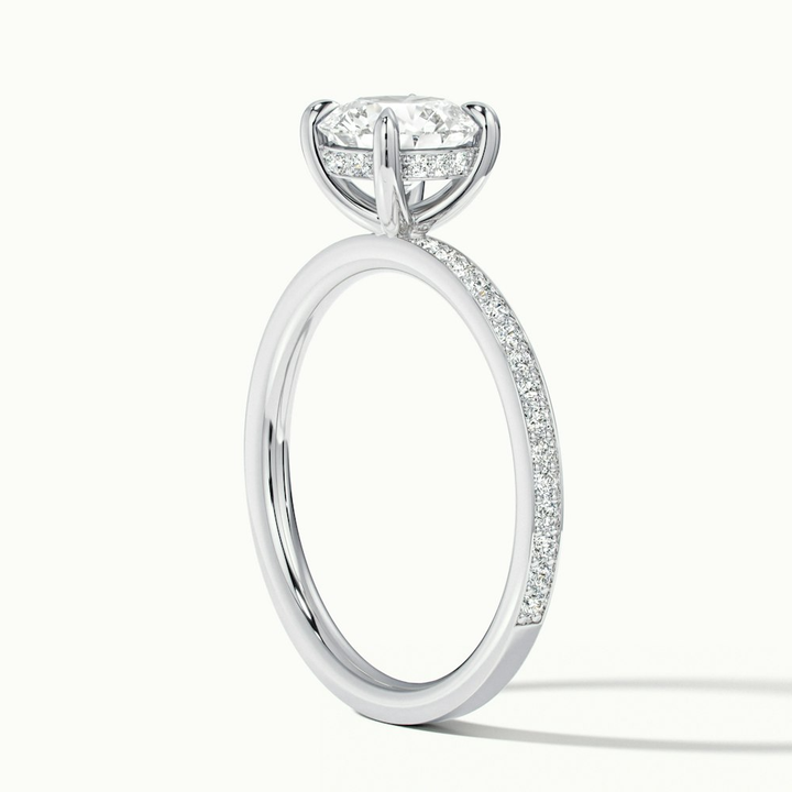 Julia 1 Carat Round Hidden Halo Pave Moissanite Diamond Ring in 10k White Gold