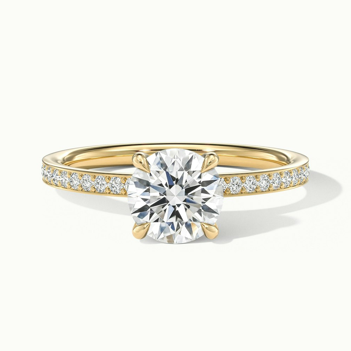 Julia 2.5 Carat Round Hidden Halo Pave Moissanite Diamond Ring in 10k Yellow Gold