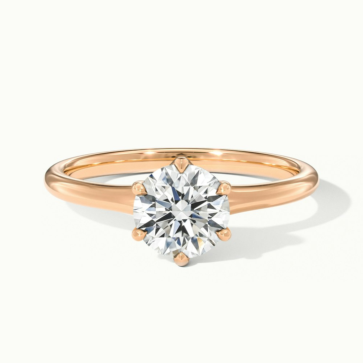 Gina 2 Carat Round Solitaire Lab Grown Engagement Ring in 14k Rose Gold