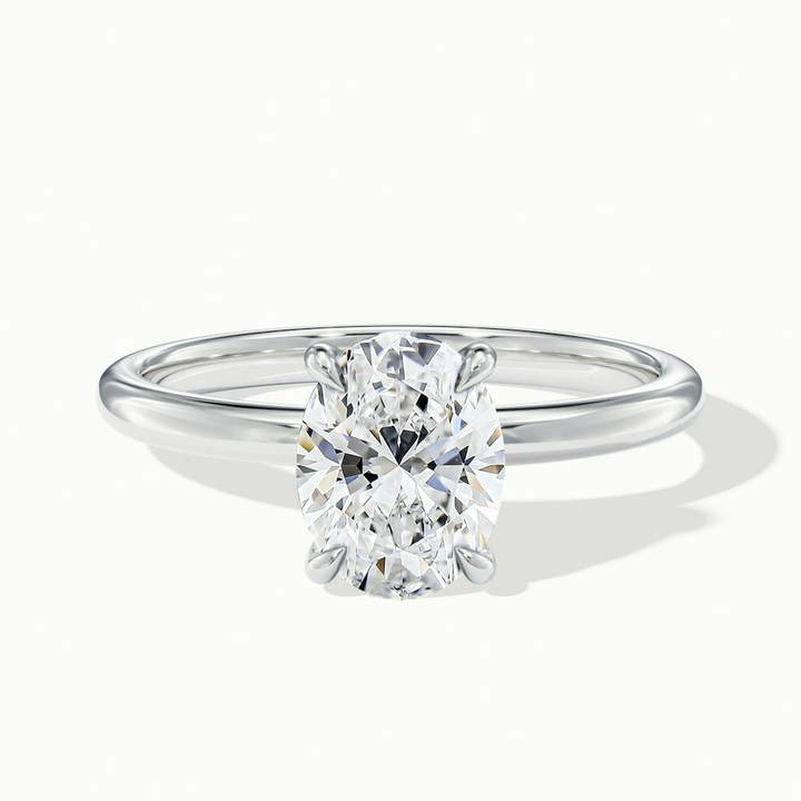 Hailey 2 Carat Oval Cut Solitaire Lab Grown Engagement Ring in 10k White Gold