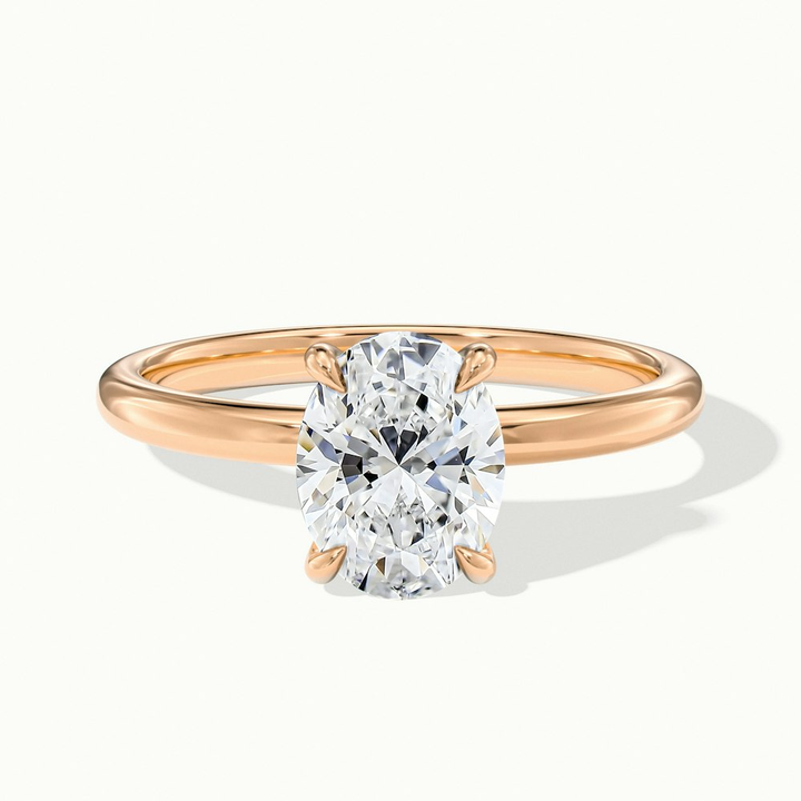 Jade 3 Carat Oval Cut Solitaire Moissanite Diamond Ring in 18k Rose Gold