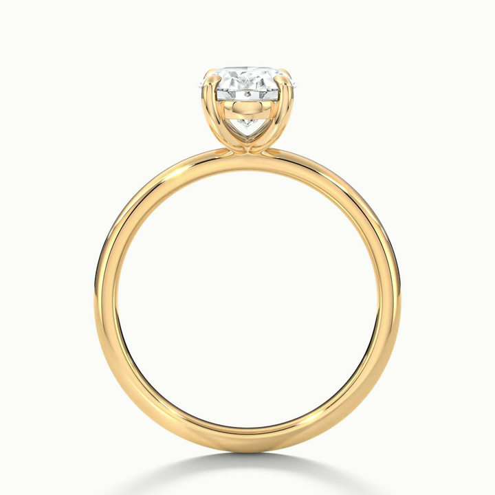 Jade 1 Carat Oval Cut Solitaire Moissanite Diamond Ring in 14k Yellow Gold