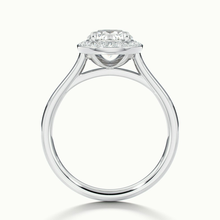 Iva 5 Carat Round Halo Moissanite Diamond Ring in 18k White Gold