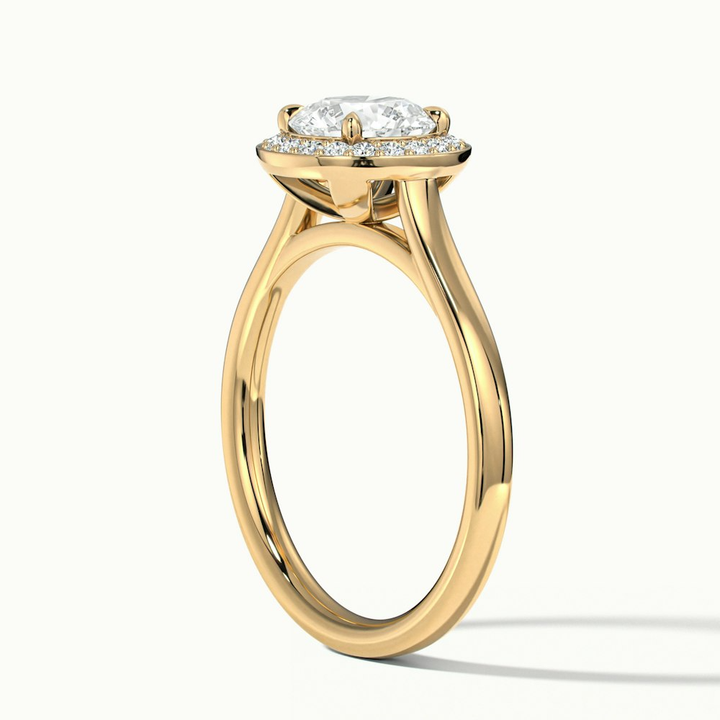 Helyn 1 Carat Round Halo Lab Grown Engagement Ring in 10k Yellow Gold