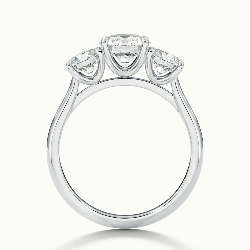Iara 5 Carat Round Three Stone Lab Grown Engagement Ring in 18k White Gold