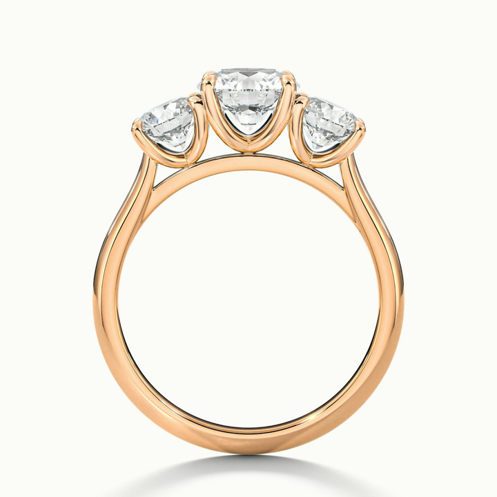 Iara 2 Carat Round Three Stone Lab Grown Engagement Ring in 10k Rose Gold
