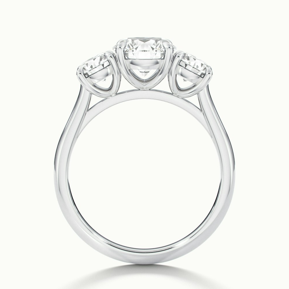 Ira 1 Carat Round Three Stone Lab Grown Engagement Ring in 14k White Gold