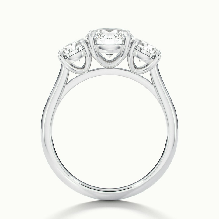 Ira 5 Carat Round Three Stone Lab Grown Engagement Ring in 18k White Gold
