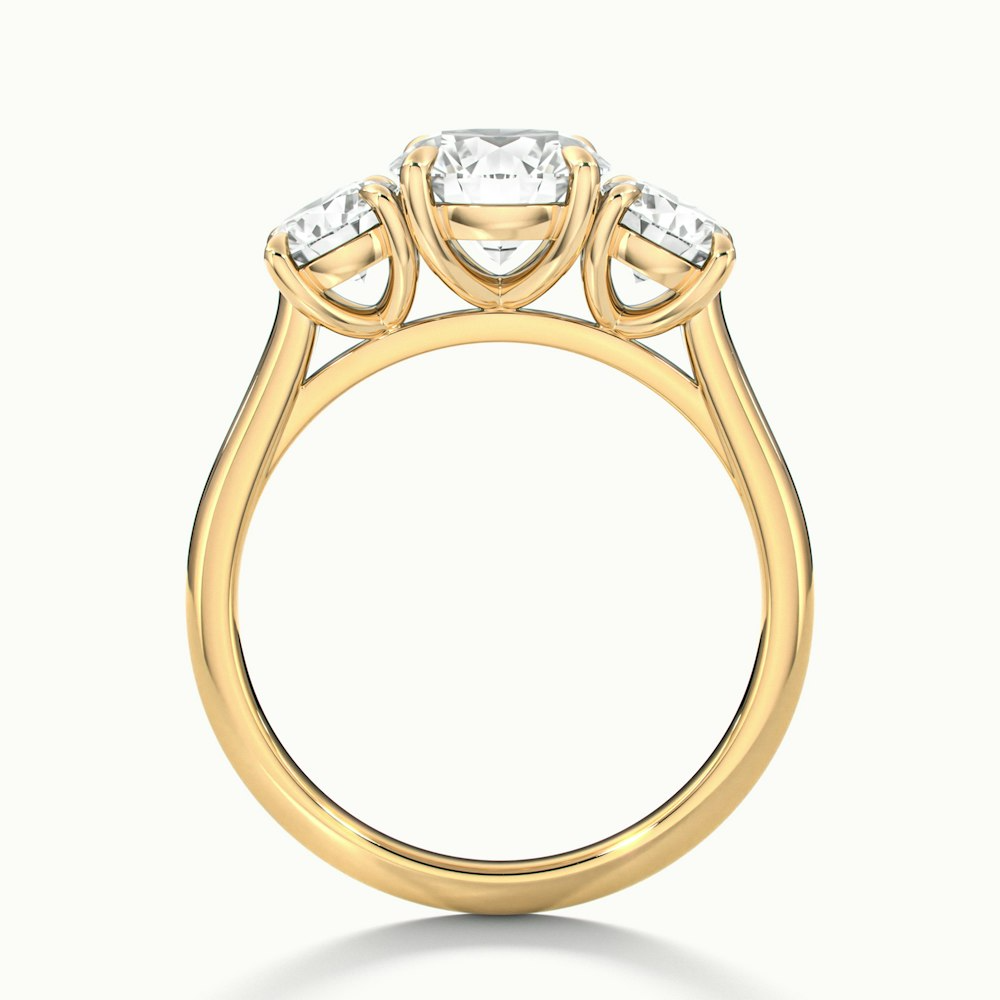 Ira 1 Carat Round Three Stone Lab Grown Engagement Ring in 10k Yellow Gold
