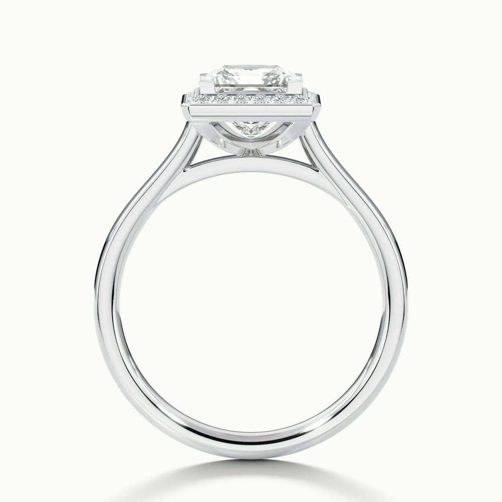 Fiona 2 Carat Princess Cut Halo Pave Moissanite Diamond Ring in 14k White Gold
