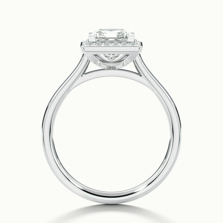 Fiona 1 Carat Princess Cut Halo Pave Moissanite Diamond Ring in 10k White Gold