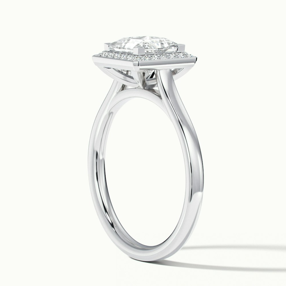 Kelly 1 Carat Princess Cut Halo Pave Lab Grown Engagement Ring in 10k White Gold