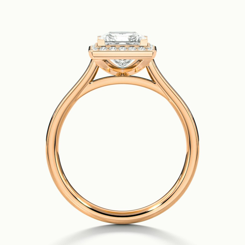 Kelly 1 Carat Princess Cut Halo Pave Lab Grown Engagement Ring in 10k Rose Gold