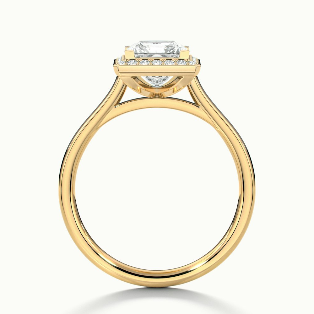 Fiona 3 Carat Princess Cut Halo Pave Moissanite Diamond Ring in 10k Yellow Gold