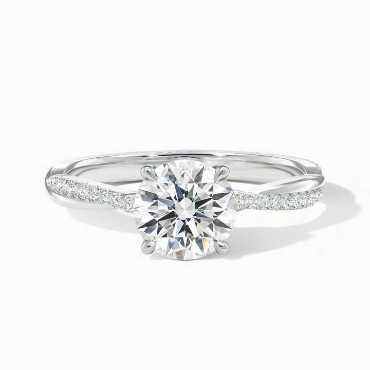 Elle 1.5 Carat Round Cut Solitaire Scallop Lab Grown Engagement Ring in 10k White Gold