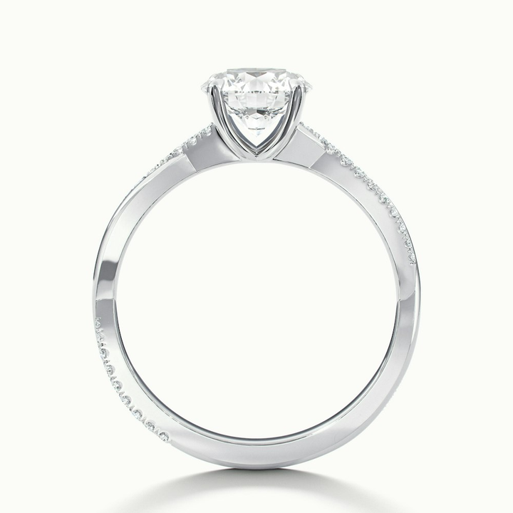 Elle 1.5 Carat Round Cut Solitaire Scallop Lab Grown Engagement Ring in 10k White Gold