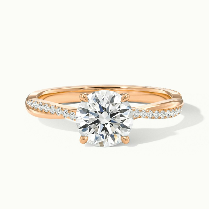 Amy 2 Carat Round Cut Solitaire Scallop Moissanite Diamond Ring in 10k Rose Gold