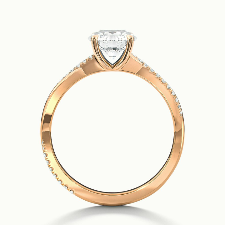 Elle 1 Carat Round Cut Solitaire Scallop Lab Grown Engagement Ring in 10k Rose Gold