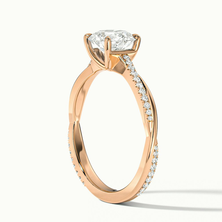 Elle 1 Carat Round Cut Solitaire Scallop Lab Grown Engagement Ring in 10k Rose Gold