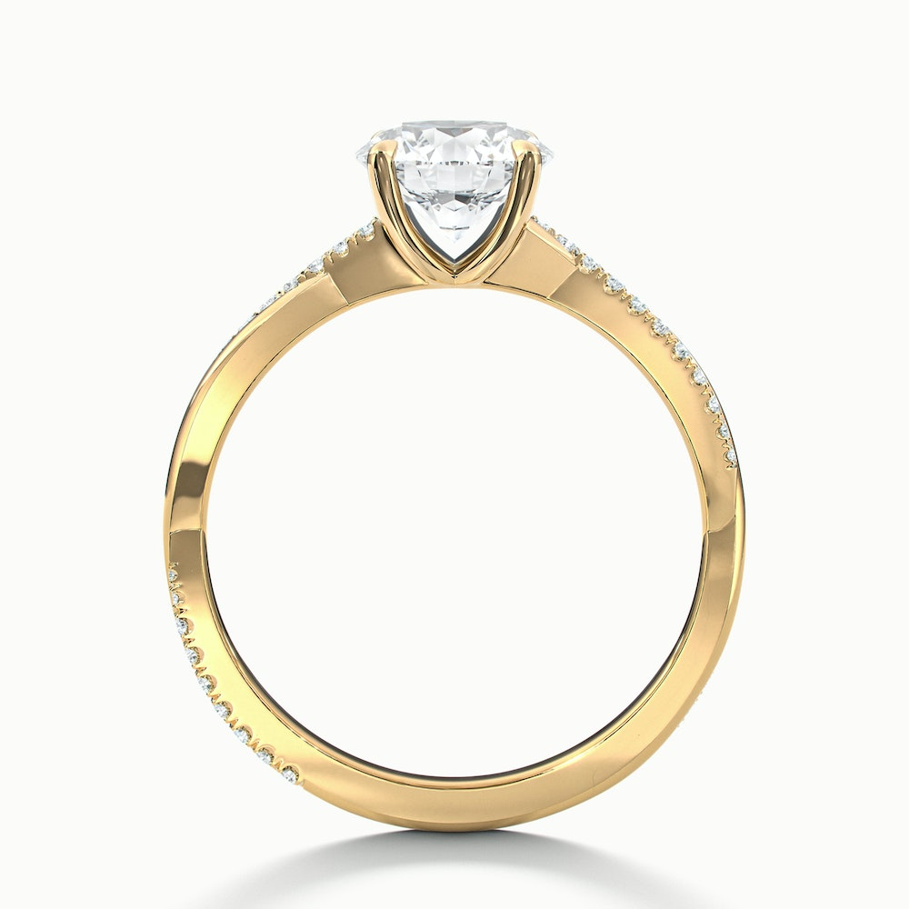 Elle 2 Carat Round Cut Solitaire Scallop Lab Grown Engagement Ring in 14k Yellow Gold