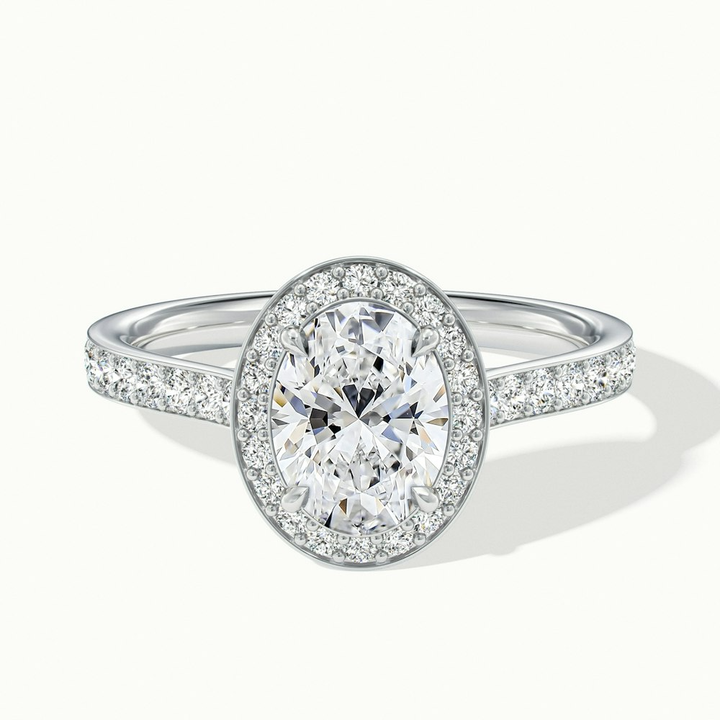 Erin 1 Carat Oval Halo Pave Lab Grown Engagement Ring in 10k White Gold