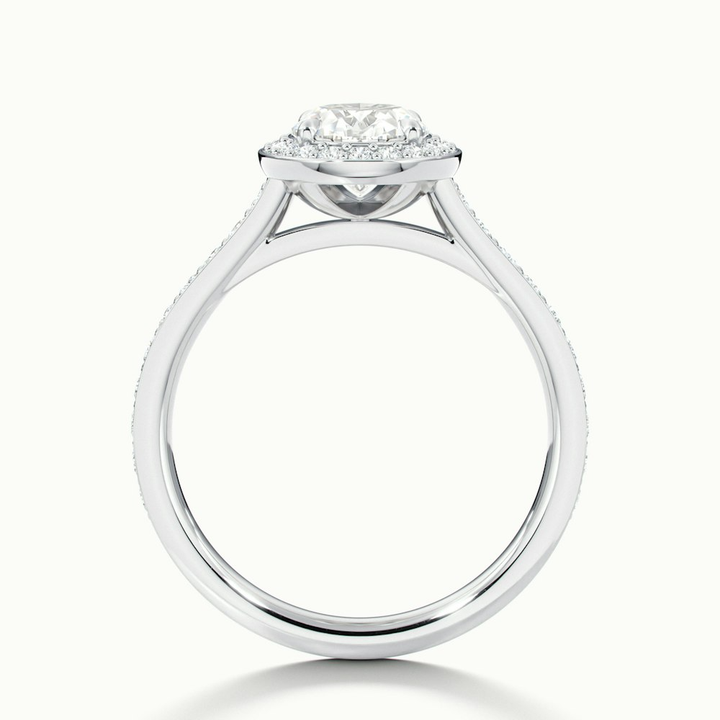 Emily 1 Carat Oval Halo Pave Moissanite Diamond Ring in 10k White Gold