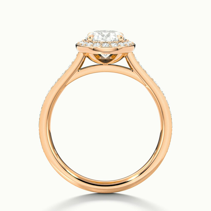 Erin 4 Carat Oval Halo Pave Lab Grown Engagement Ring in 14k Rose Gold