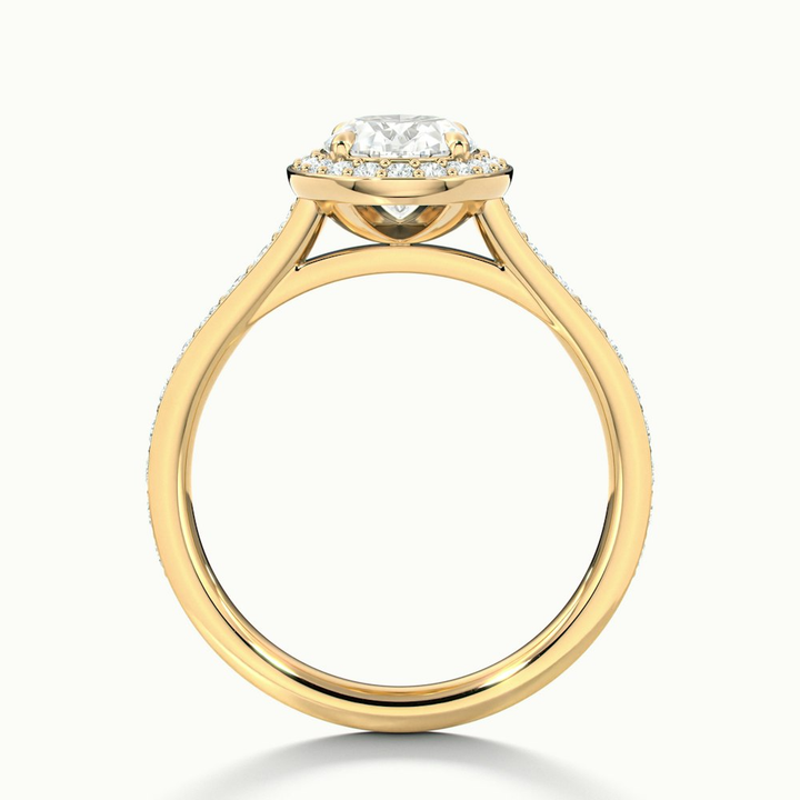 Emily 1.5 Carat Oval Halo Pave Moissanite Diamond Ring in 18k Yellow Gold