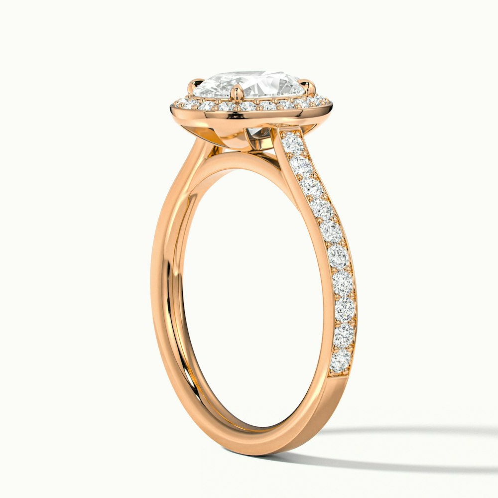 Emily 4 Carat Oval Halo Pave Moissanite Diamond Ring in 14k Rose Gold
