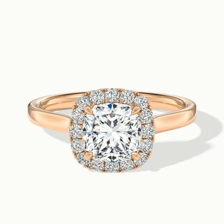 Dina 3.5 Carat Cushion Cut Halo Moissanite Diamond Ring in 10k Rose Gold
