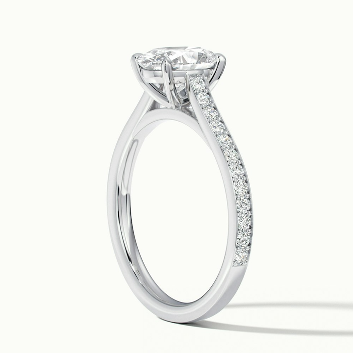 Dallas 4 Carat Oval Cut Solitaire Pave Moissanite Diamond Ring in 10k White Gold