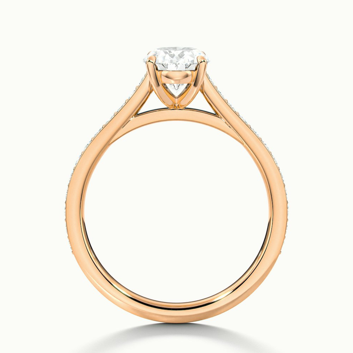 Dallas 3 Carat Oval Cut Solitaire Pave Moissanite Diamond Ring in 18k Rose Gold